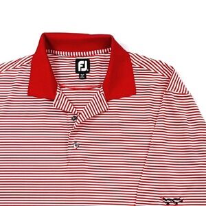 FootJoy‎ ProDry Mens Red White Striped Golf Polo Shirt Short Sleeve Size XL